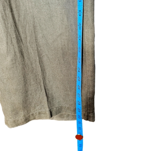 Eileen Fisher Thick Waisteband Gray Linen Wide Leg High Rise Pants 12 - Picture 4 of 12